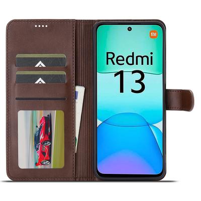 LC.IMEEKE Für Xiaomi Redmi 13 5G/13 4G Hülle Brieftasche Kalbsleder Textur Leder Handyhülle