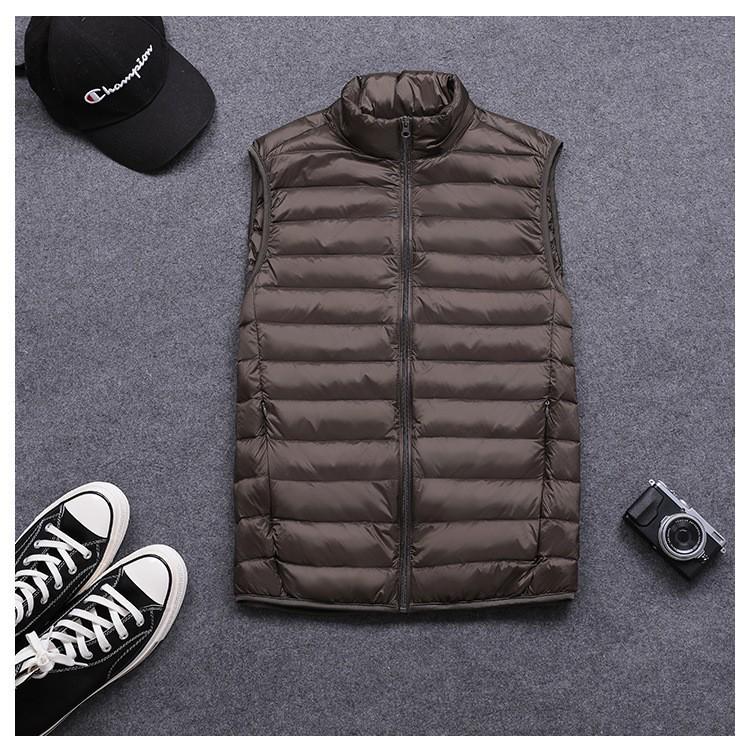 Men's Slim Fit Lightweight Down Vest - Plus Size, Stand Collar, Sleeveless, 2025 Collection