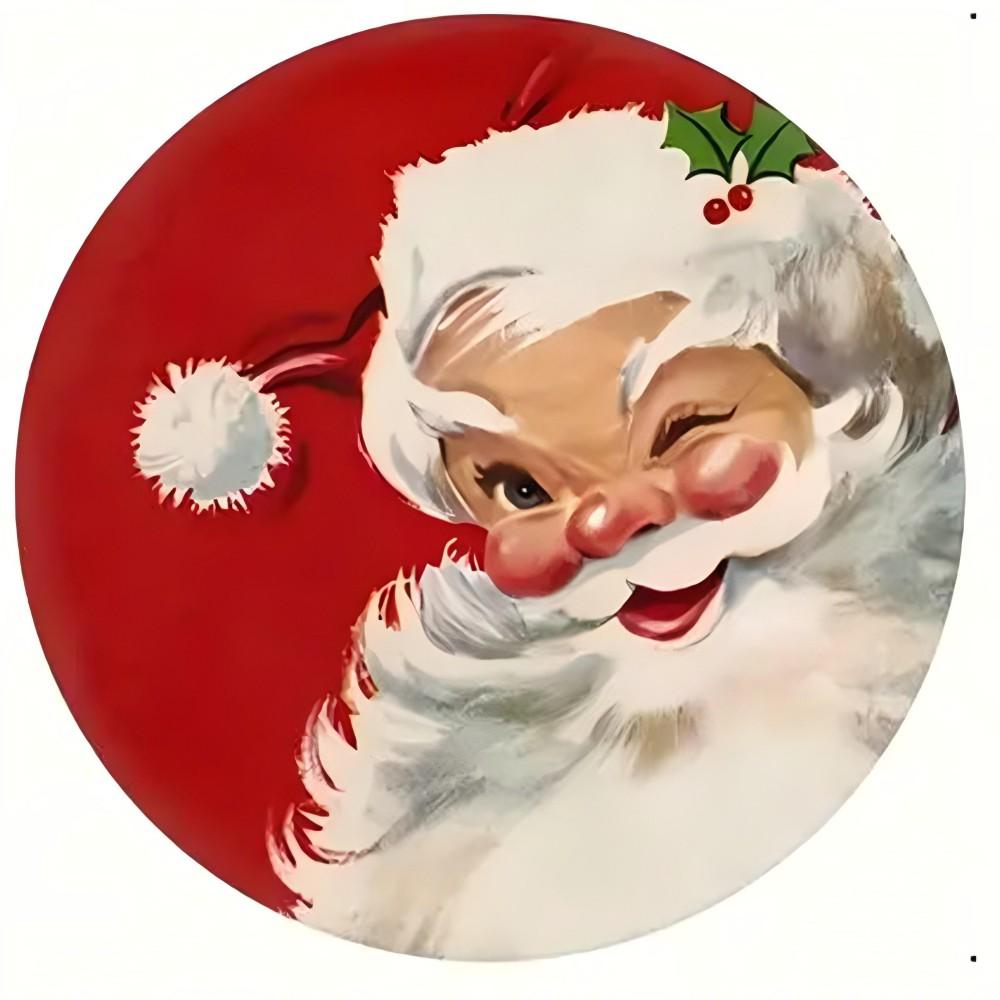 Weihnachten Weihnachtsmann Runder Bereichsteppich Rutschfest Kreismatte für Küche Schlafzimmer Wohnzimmer Innenbereich Teppich Feiertags-Heimdeko