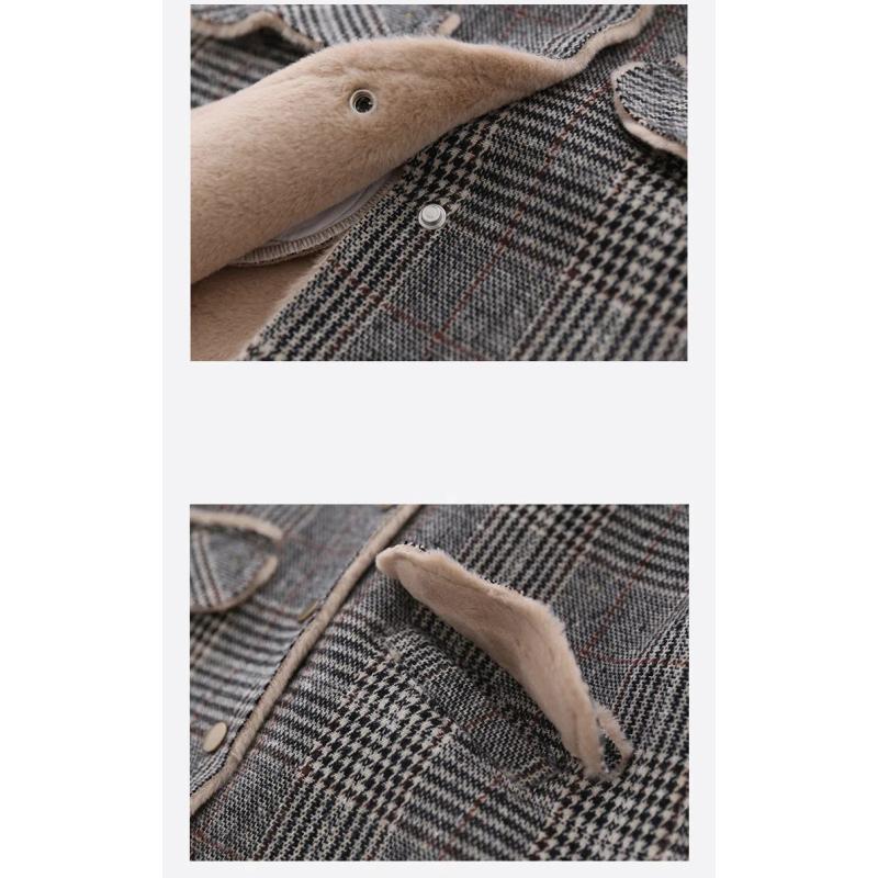 Cappotto Tweed da Ragazza Autunno e Inverno da Donna Giacca a Quadri con Cappuccio da Bambina Imbottita e Ispessita Cappotto per Bambini