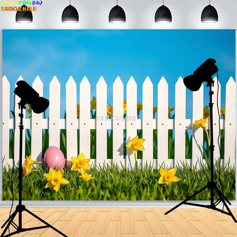 Pastel Happy Easter Day Photography Backdrops Prop With Bunch Eggs Pumpkin Rabbit Children Portrait Party Photo Background ES-01