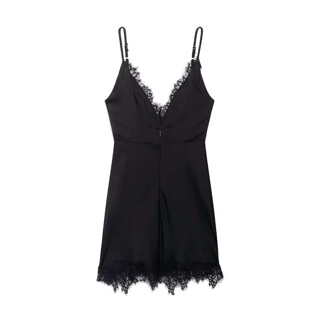 Summer Women's Sexy Spaghetti Strap Dress in Black/Brown