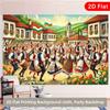 2D Bulgarian Folk Dance Backdrop, Traditional Costumes & Village Photography Banner