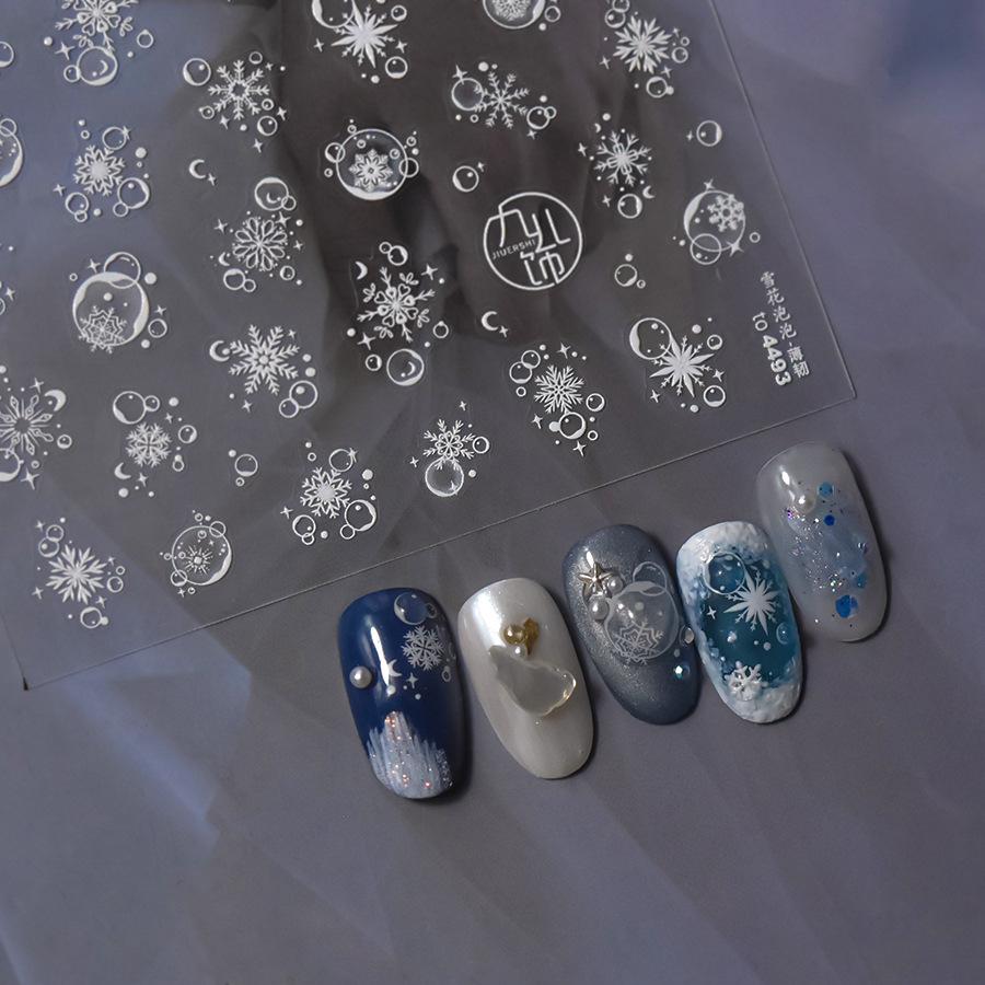 Shiny Blowing Bubble Nail Decorations Stickers 5D Shell Light Love Cat Bubble Transfer Slider Sticker DIY Manicure Decals