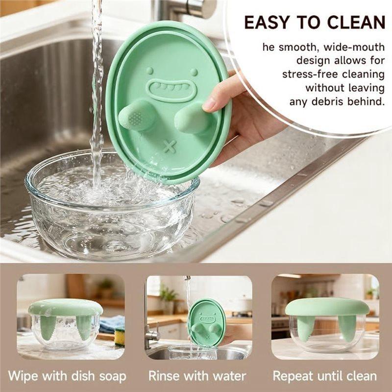 ABWR-2-In-1 No-Mess Snack Container Silicone Box With Lid Leak-Proof Portable Food Storage