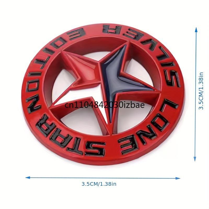 3D Metal Lonestar Car Sticker Texas Pentagram Badge Suitable for Jeep - Silver Chrome Finish ALN1