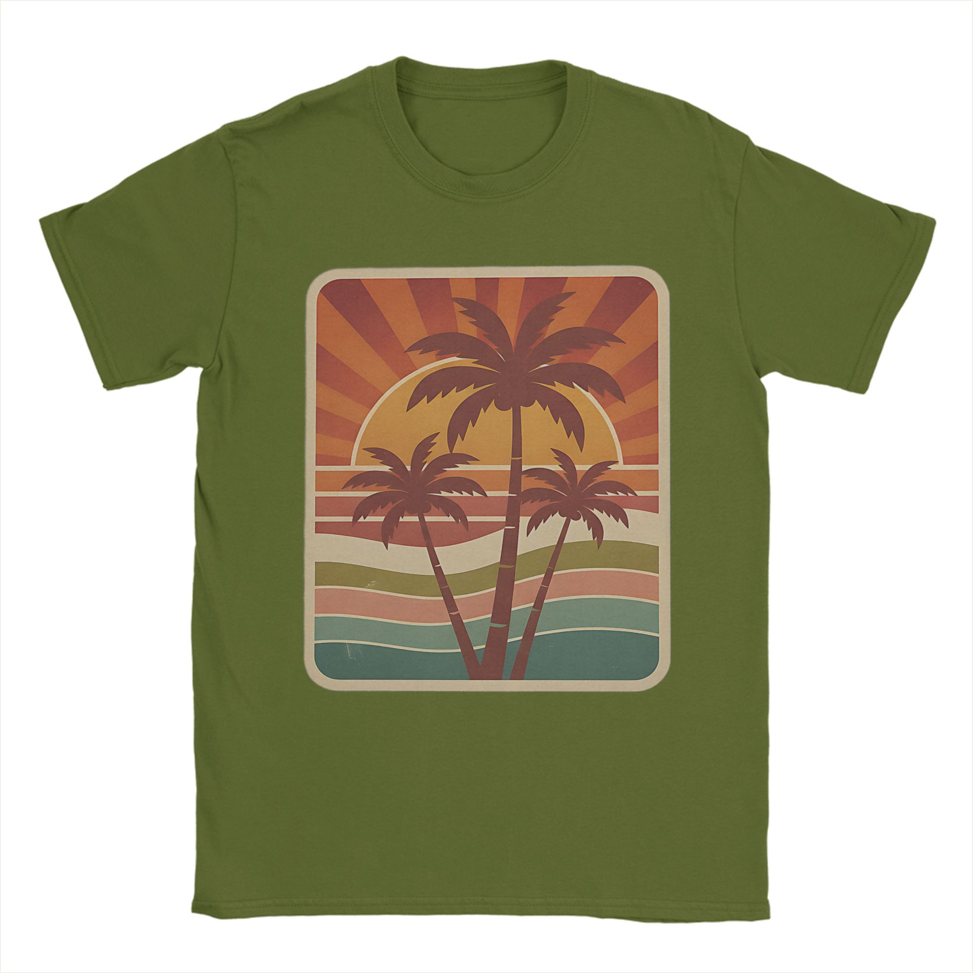 

Vintage Palm Tree Sunset T Shirt Summer Cotton T-Shirts For Men Harajuku Pattern Tshirt Short Sleeve Awesome Top Tees 4XL