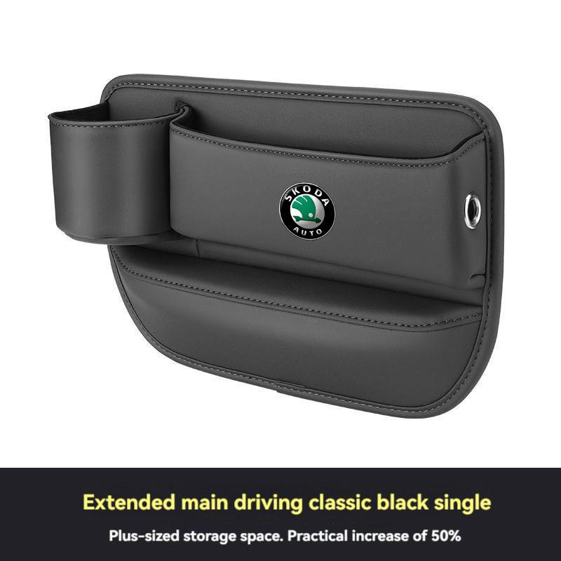 Multifunction Leather Car Seat Organizer Box Gap Filler With Cup Holder For Skoda Superb Kodiaq Octavia 2 3 Rapid Fabia Karoq A7