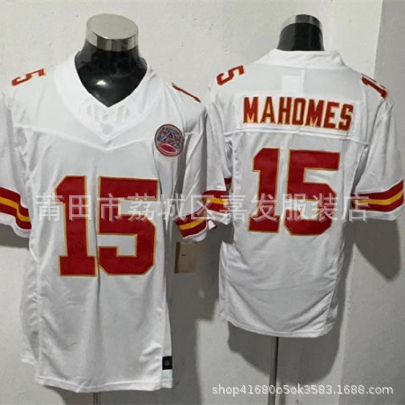 Mens Kansas City Chiefs NFL Football Jersey Patrick Mahomes 15 Travis Kelce 87 Authentic Style Cotton Team Sport Shirt