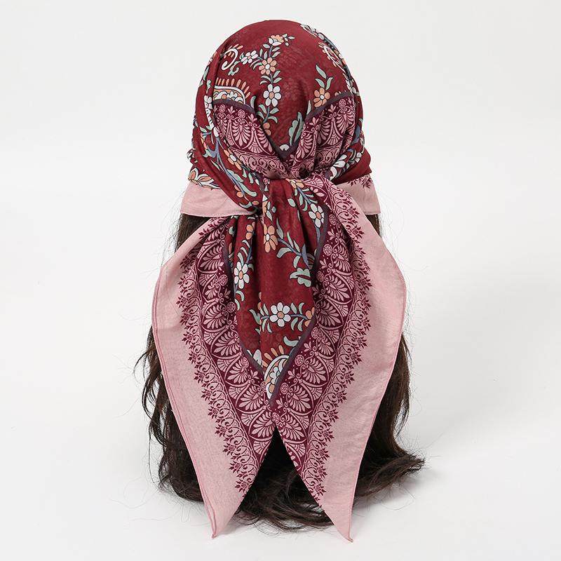 Luxury Fashion Print 90x90cm Square Silk Scarf Women Soft Satin Hairband Neckerchief Tie Female Headband Foulard Bag Ribbon