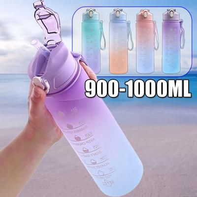 900ML Športová fľaša na vodu so slamkou Muži Ženy Fitness fľaše na vodu Vonkajšia fľaša na studenú vodu s časovou značkou Nápojový riad