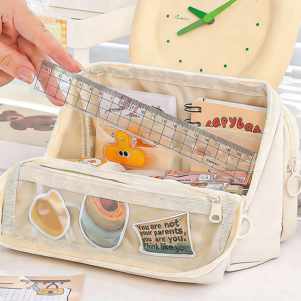 Large Capacity Transparent Pencil Case DIY Zipper Pen Bag 9 Layer Multi Function Students Stationery Storage Bag School Supplies