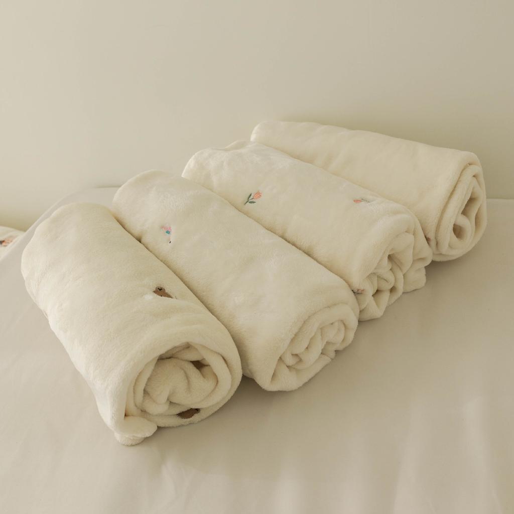 Fleece Babyfilt Nyfödd Höst Vinter Inbäddningsfiltar Mjuk Varm Barnvagnsöverdrag Sängkläder Björnbroderi Babytillbehör