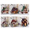 Led Ahşap Noel Evi Mini Noel Kar Evleri Ahşap Kış Köyü Bina Figürinleri Masa Süsleri Tatil Partisi Dekoru