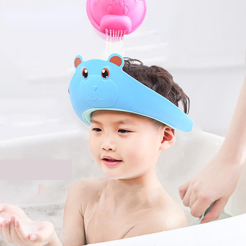 Buy Adjustable Shampoo Cap Baby Bath Visor Shower Cap for Children Cartoon Bear Waterproof Ear