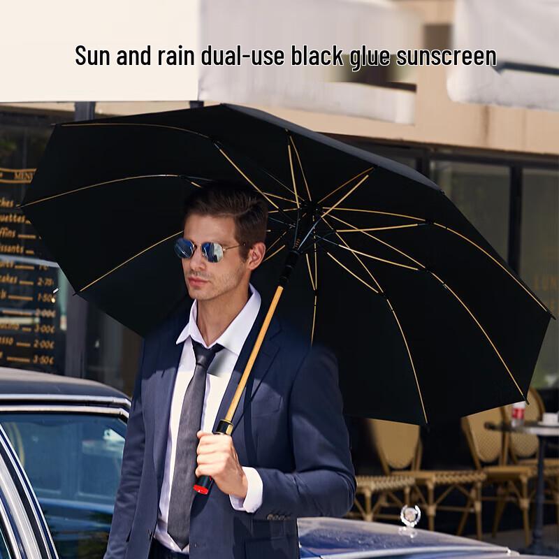 Red Leaf Vintage Semi-Automatic Straight Handle Umbrella