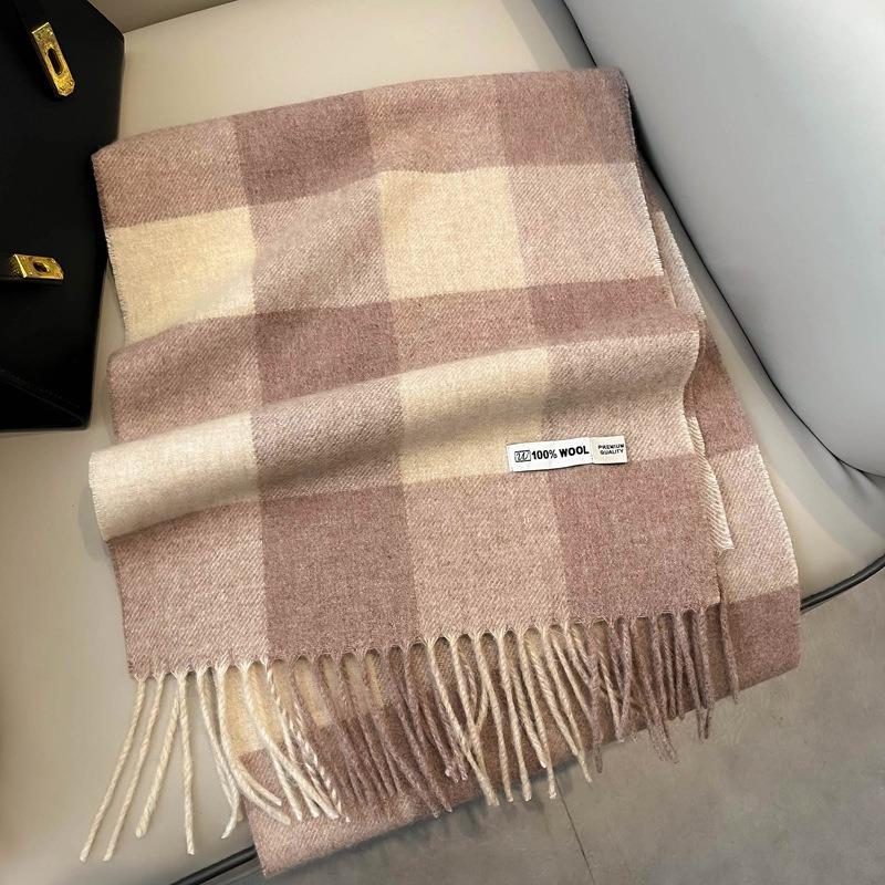 Brown Wool Scarf Men's and Women's Plaid New Autumn and Winter Cashmere Scarf Maillard Color Wear