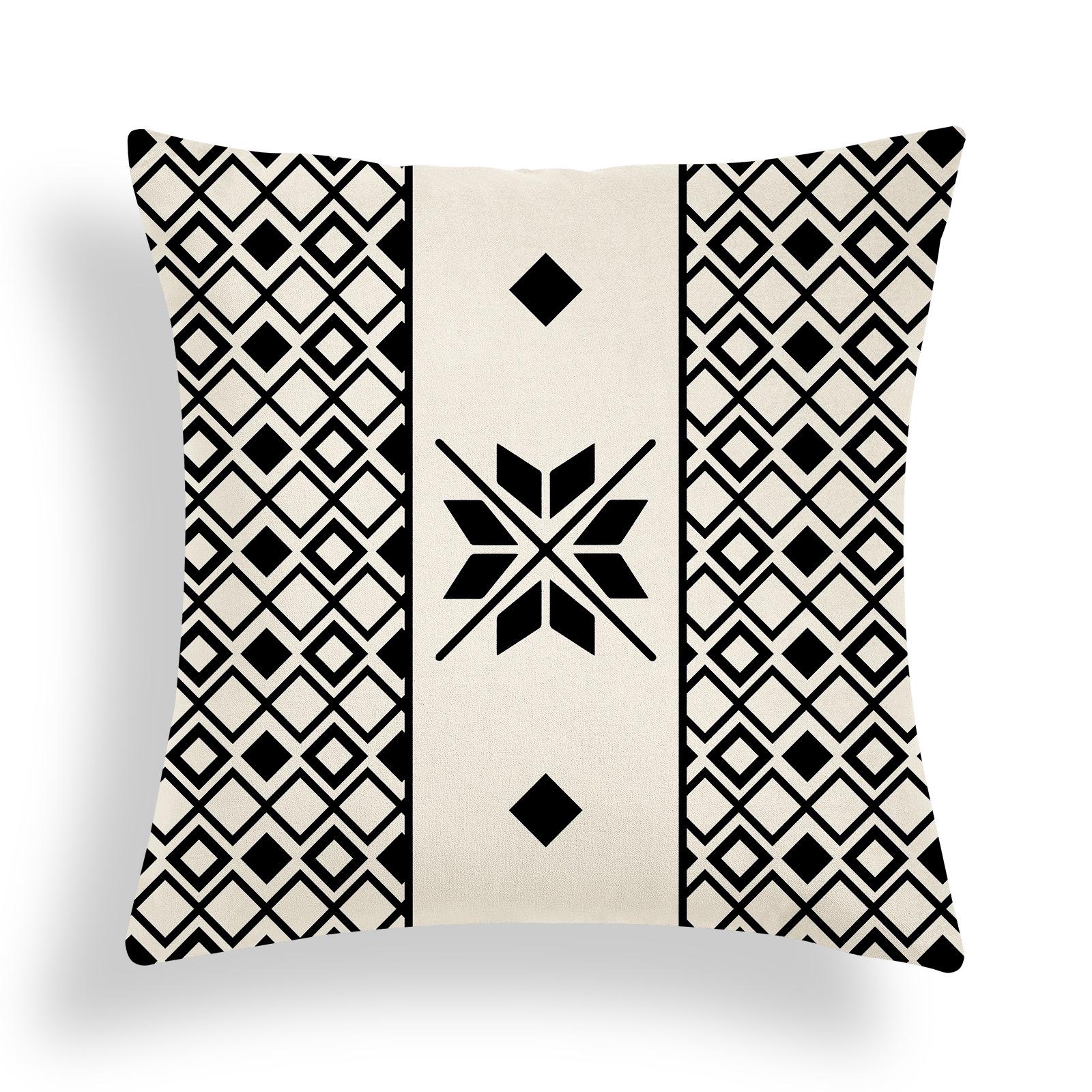 

Simple Black and White American Pillowcase Geometric Cream Pillowcase Home Sofa Cushion Pillowcase