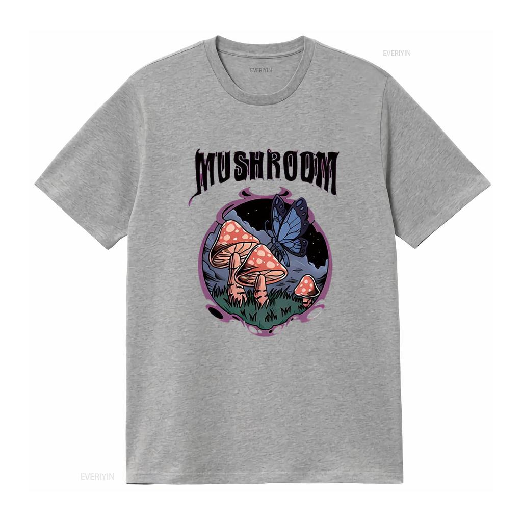 Mens MUSHROOM Casual T Shirt White 2X Large Vintage Washed Breathable Designer Clothes Top For Everyday Wear Comfortable Homme