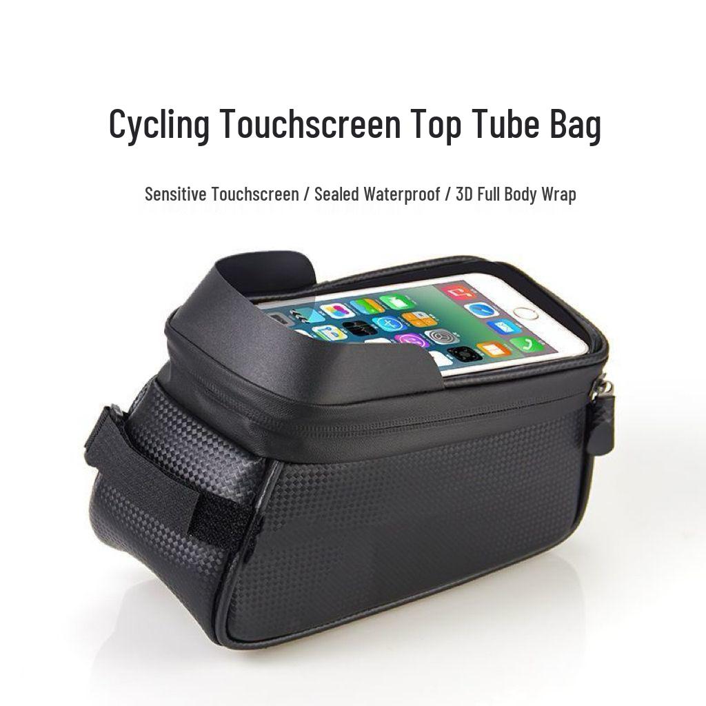 Waterproof Bicycle Front Beam Bag - Mountain Bike Phone Holder & Storage Pouch 5 inch