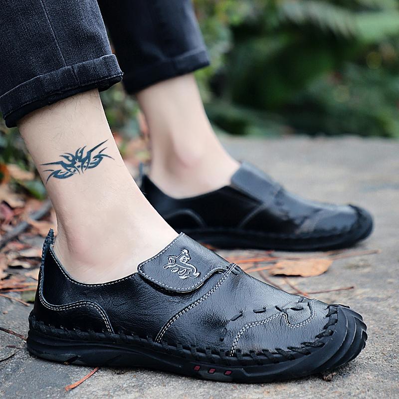 Fashion Men's Hand Stitched Genuine Leather Slip On Shoes Business Formal Occasion Wedding Party Footwear Leisure Official Board-Shoes50