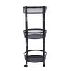 Carrito de Servicio Metálico Giratorio de 3 Niveles Multifuncional Plegable Redondo de Almacenamiento Carrito para Cocina