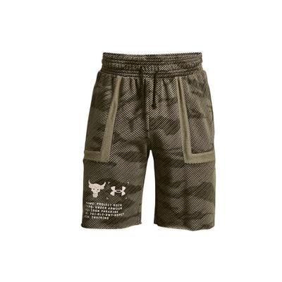 Pantalones cortos deportivos casuales Project Rock con estampado de camuflaje para hombre, verde militar 1370461-361