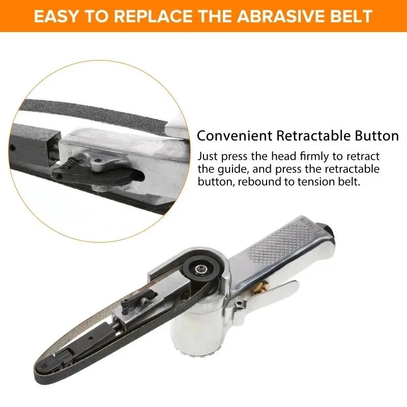 3/8" Air Belt Sander Air Angle Grinder Grinding Machine with Sanding Belts 330x10mm for Air Compressor Sanding Pneumatic Tool