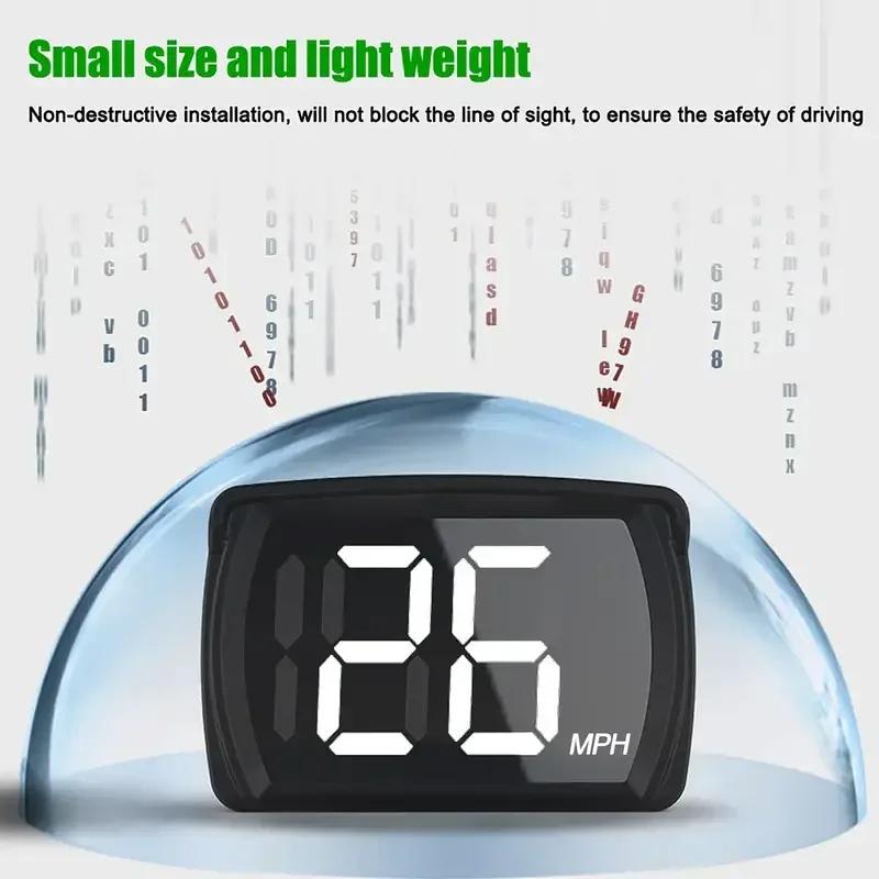 CAMECHO 3-inch MPH/KMH HUD Head Up Display Vehicle Speed Multifunctional LCD MPH Instrument Panel