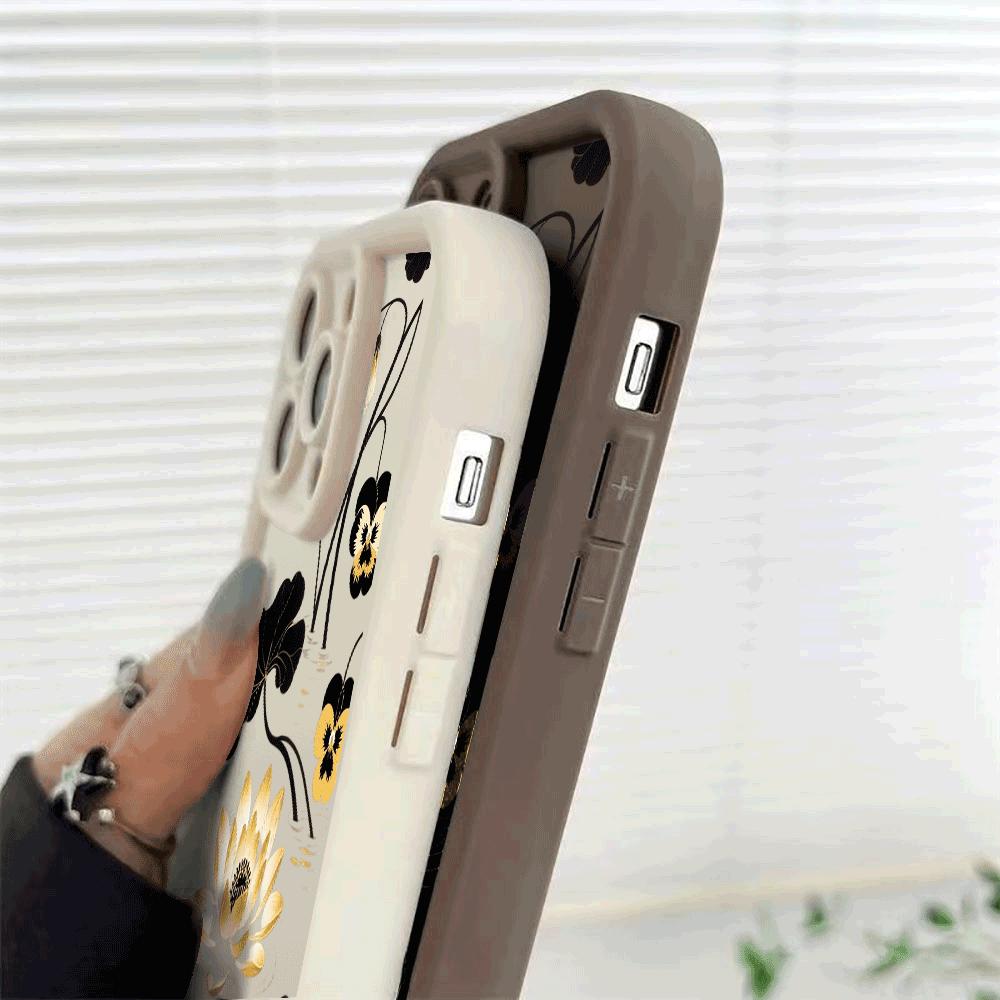 Golden Lotus & Black Lily Pads Phone Case for Xiaomi Redmi Note 14 13 12 11 10 9 8 7 Pro Shockproof Anti-Slip Soft TPU Cover