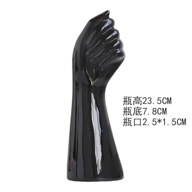 Nordic Style Body Art Black Ceramic Vase Living Room Tabletop Decorations Flower Arrangement Device Home Decoration Accessories