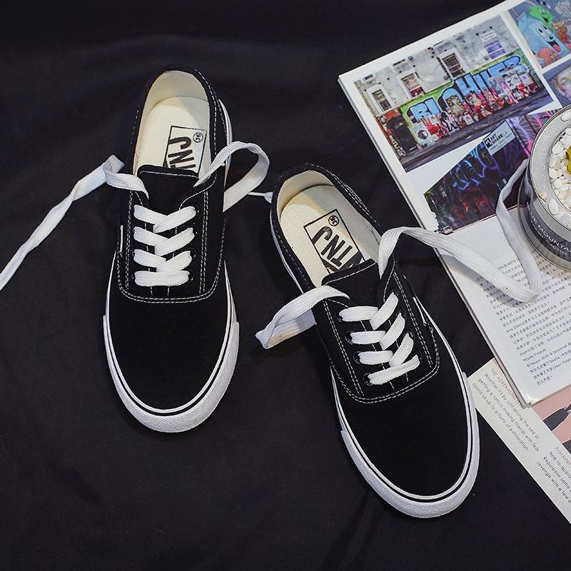 

Осенние повседневные низкие парусиновые туфли женские вторичные вулканизированные резиновые туфли студенческие скейтбордовые туфли модная обувь 40 чёрный