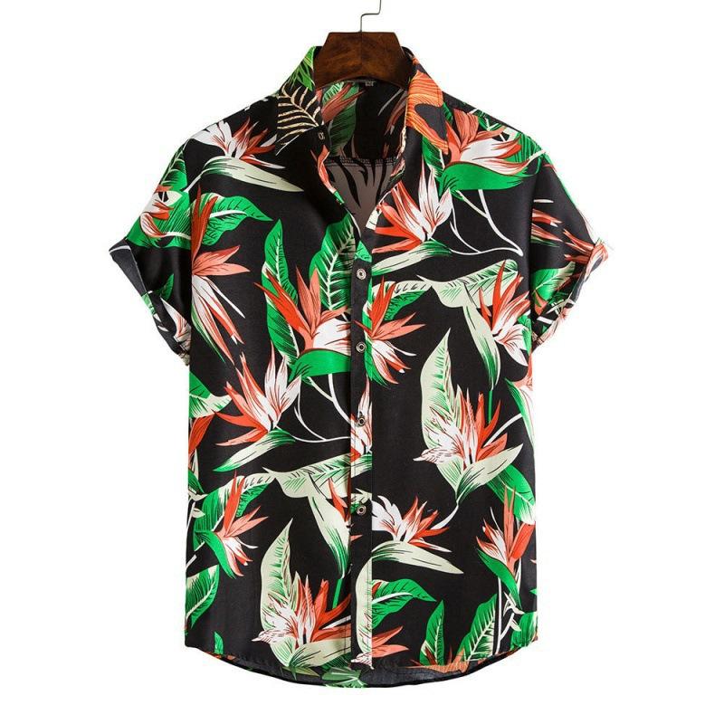 3D Printed Spring Summer Men's Beach Shirt Hawaiian Short Sleeve Flower Shirt Men's