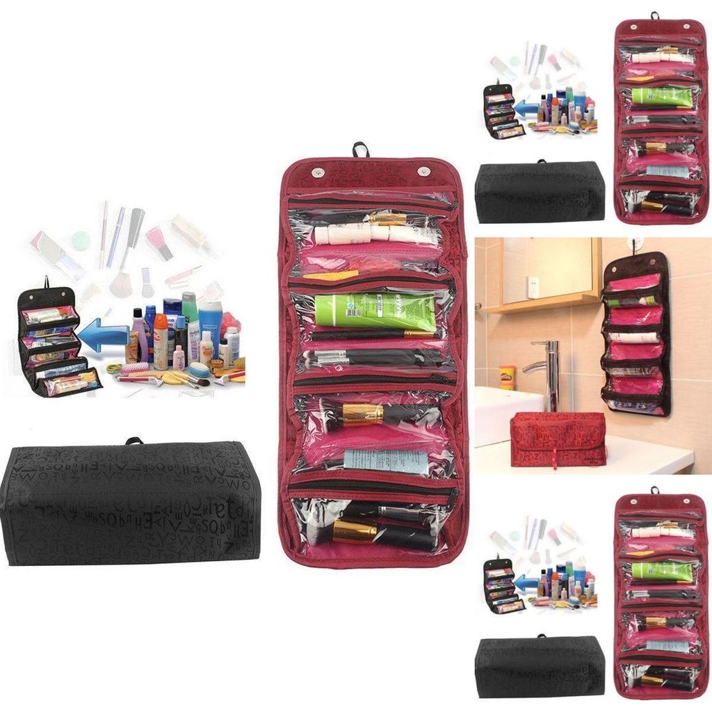 Compact And Stylish Cosmetic Organiser Roll And Go Cosmetic Bag With 4 Zippered Compartments