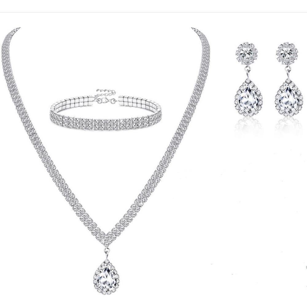Set Necklace Earrings Bracelet Three-piece Set, Jewelry Set Ornaments