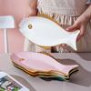 Ceramic Fish Plate Phnom Penh Green Creative Fish Shaped Porcelain Plate Household Salad Dessert Long Dish Kitchen Tableware