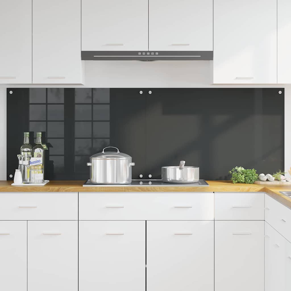Kitchen Splashback 2 pcs Dark Grey 90 x 60 cm Tempered Glass