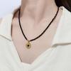 Elegante Schwarze Glasperlen Edelstahl Choker Halskette für Damen – Nicht verblassend Einfacher Schlüsselbein Stil