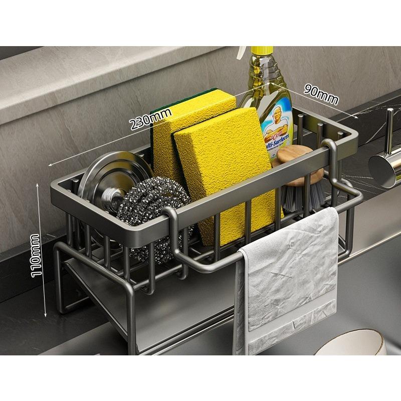 1pcs Kitchen Shelf Countertop Multifunctional Sink Cloth Drain Rack Dishwashing Cloth Sponge Detergent Steel Ball Storage