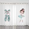 2 Panel Pink Unicorn Curtains Ballerina Girl Curtains for Kids Girls Bedroom Window Blinds Floor-to-ceiling Windows Grommet Top