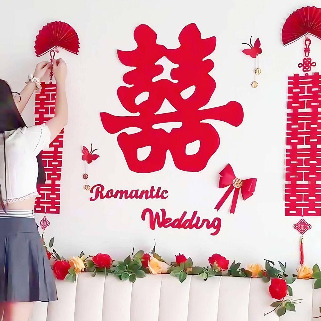 Wedding Room Decor Set: Bowknot & Streamers for Sofa Background Wall – Perfect for Bride’s Celebration