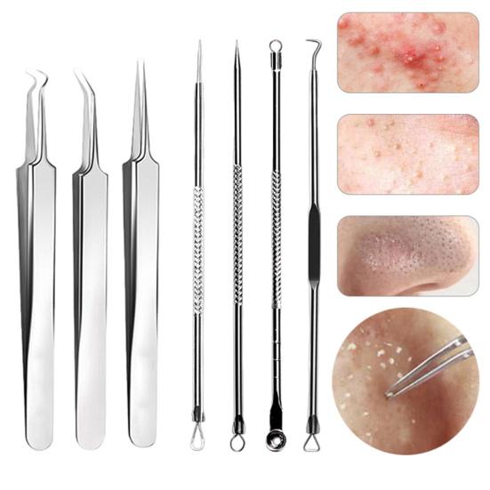 Blackhead Remover Tweezers Set Stainless Steel Acne Clip Kit with Anti-slip Handle Popper Tool Easy To Carry Blackhead Extractor Skin Care Tools
