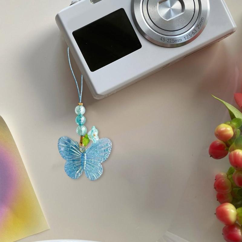 Flower Butterfly Pendant Phone Strap Portable Y2K Hanging Lanyard for Girls