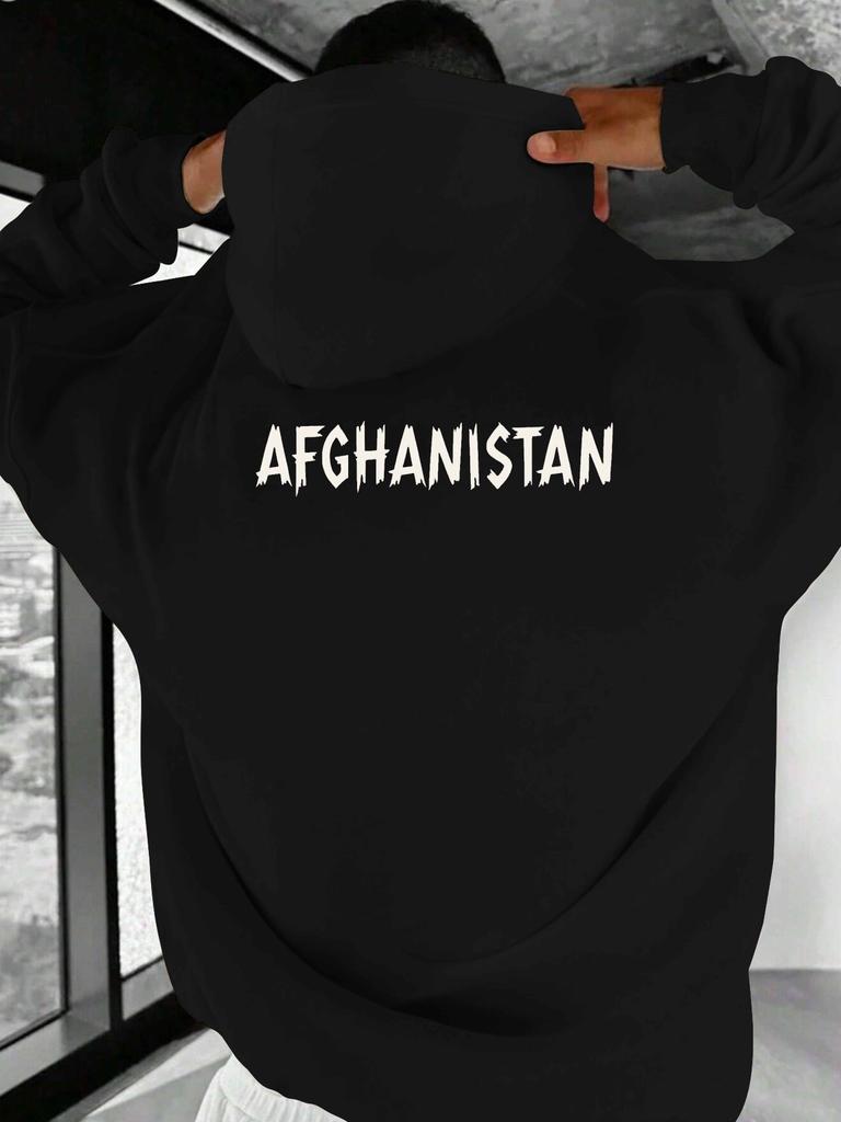 Men'S Print Hoodie 100% Polyester Long Sleeve Sweatshirt Fabric Loose Fit with Pocket Fall Winter Weekend Casual Wear