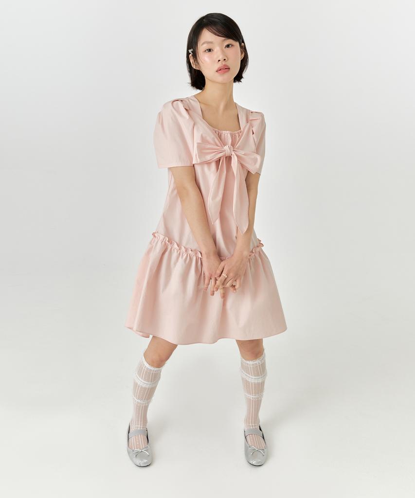 ADOREBELLE Ribbon Tie Dress - Pink