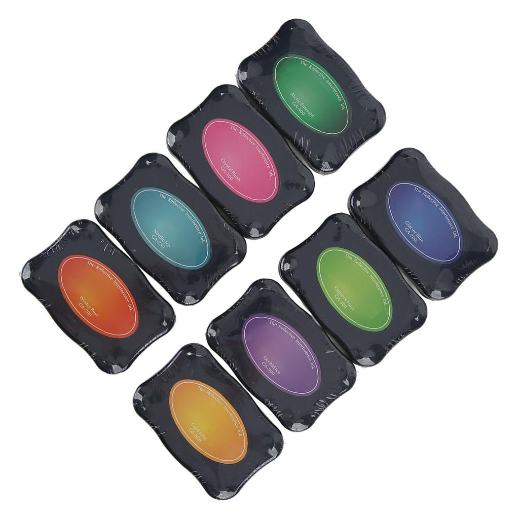 Ink Pad 8 PCS Reflective Interference Ink Safe Stamp Pad Fingerprint Ink Pad for Kids for DIY