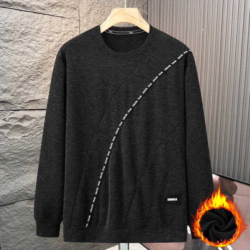 Plus Size 5XL-10XL Fashion Autumn Oversize Sweatshirts for Men Clothes Thick Warm Faux Fleece-lined Long Sleeve Tops Casual Men's Pullovers