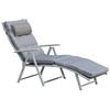 Patio Sun Lounger Garden Textilene Foldable Reclining Chair Adjustable Recliner with Cushion Pillow - Grey
