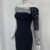 Rochie Bodycon Bandaj Europeană & Americană cu Strass-uri, pe un umăr
