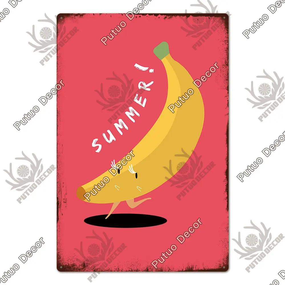 Putuo Decor Fruit Vintage Tin Sign Plaque Metal Plate Retro Wall Art Decoration Living Room Farm Garden Kitchen Iron Painting